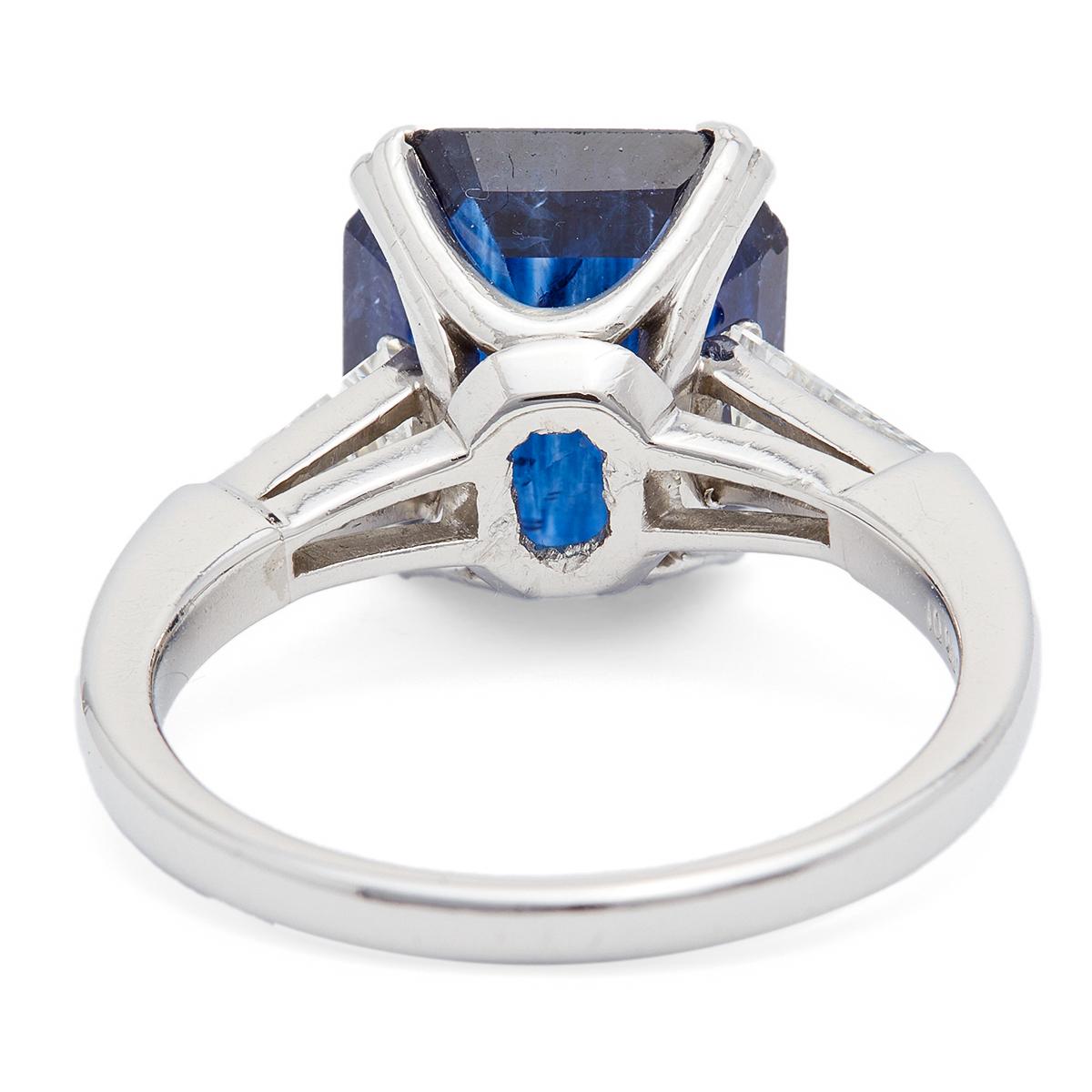 Platinring mit GIA 5,23 Karat Ceylon-Saphir und Diamant aus der Mitte des Jahrhunderts 1