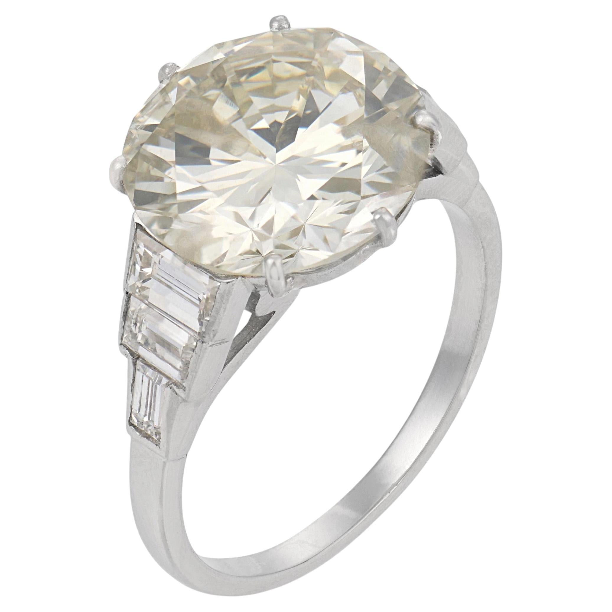 Mid Century GIA 6.29 carat diamond platinum engagement ring