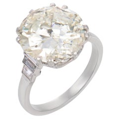 Mid Century GIA 8.52 carat round brilliant cut diamond platinum engagement ring