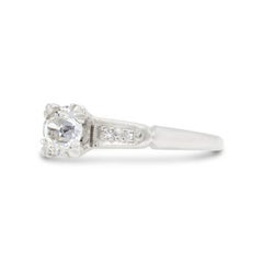 Mid-Century GIA Certified 0.70 Ct. Diamond Engagement Ring J VS1 in Platinum