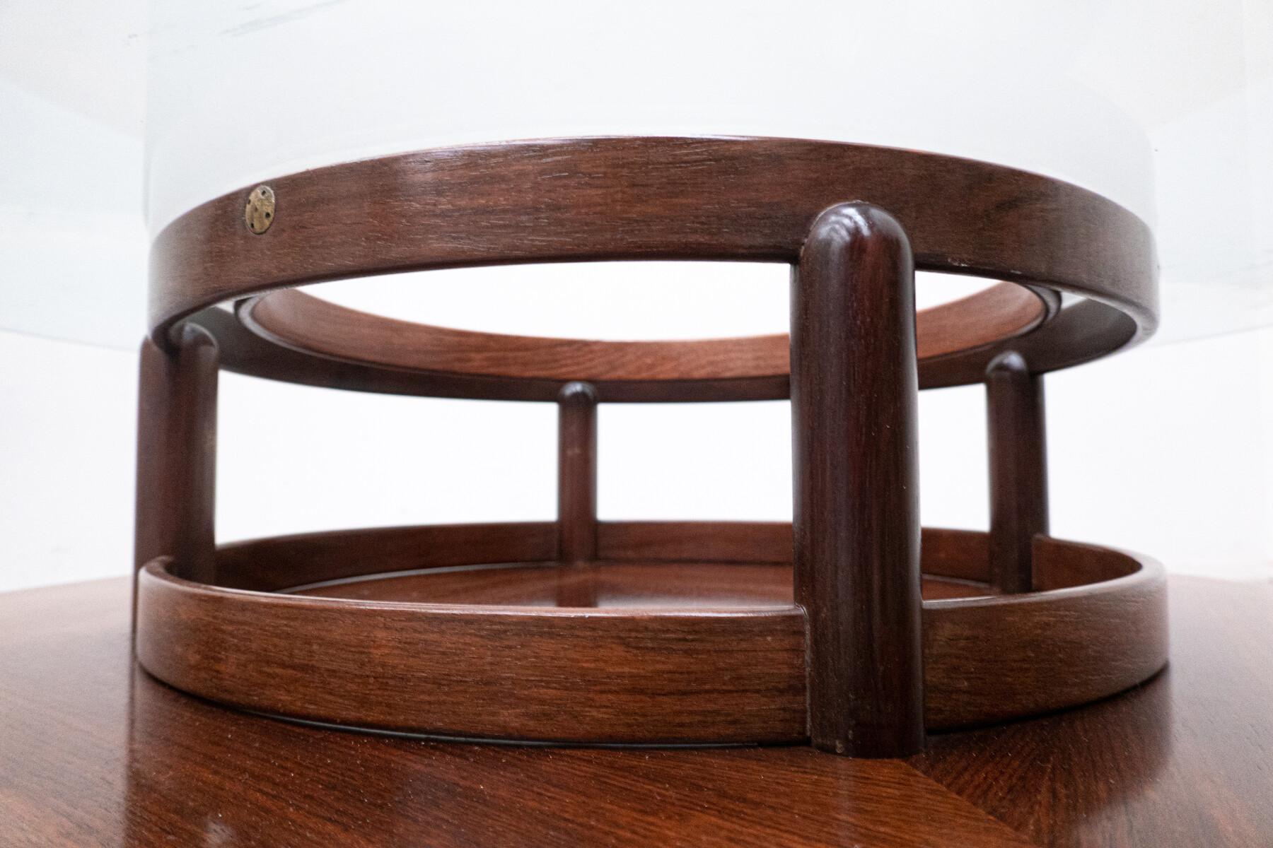 Mid-Century Gianfranco Frattini Round Coffee Table, Teak and Glass, 1950s For Sale 3