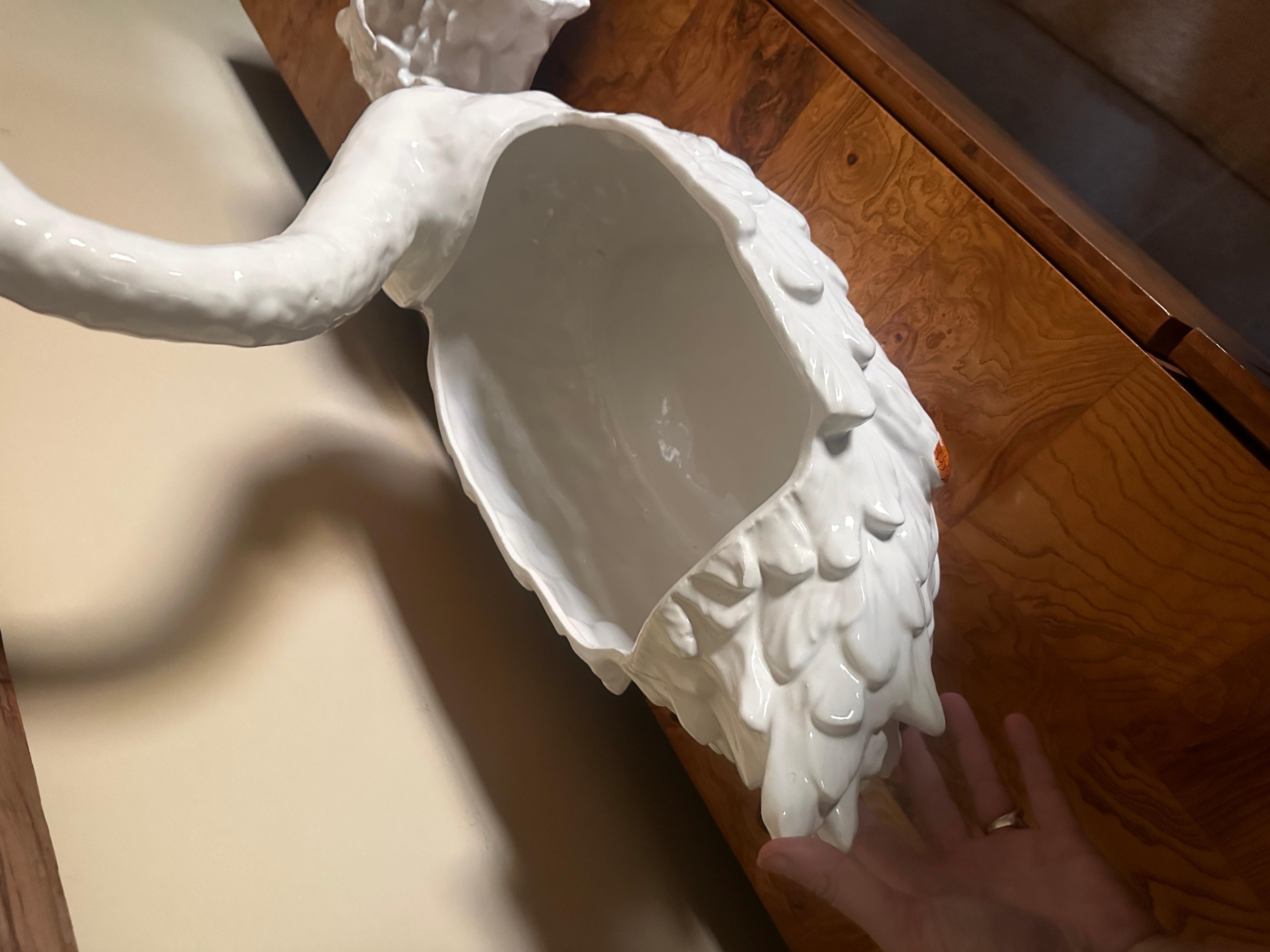 Ceramic Mid Century Giant Italian Swan Tureen Vintage Serve ware