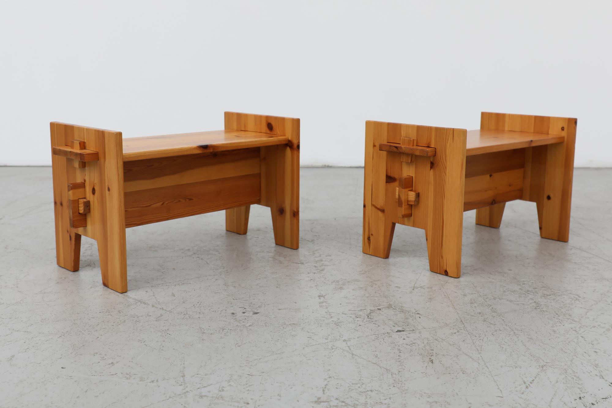 Set of 2 Mid-Century Gilbert Marklund Inspired Lightly Refinished Benches For Sale 6