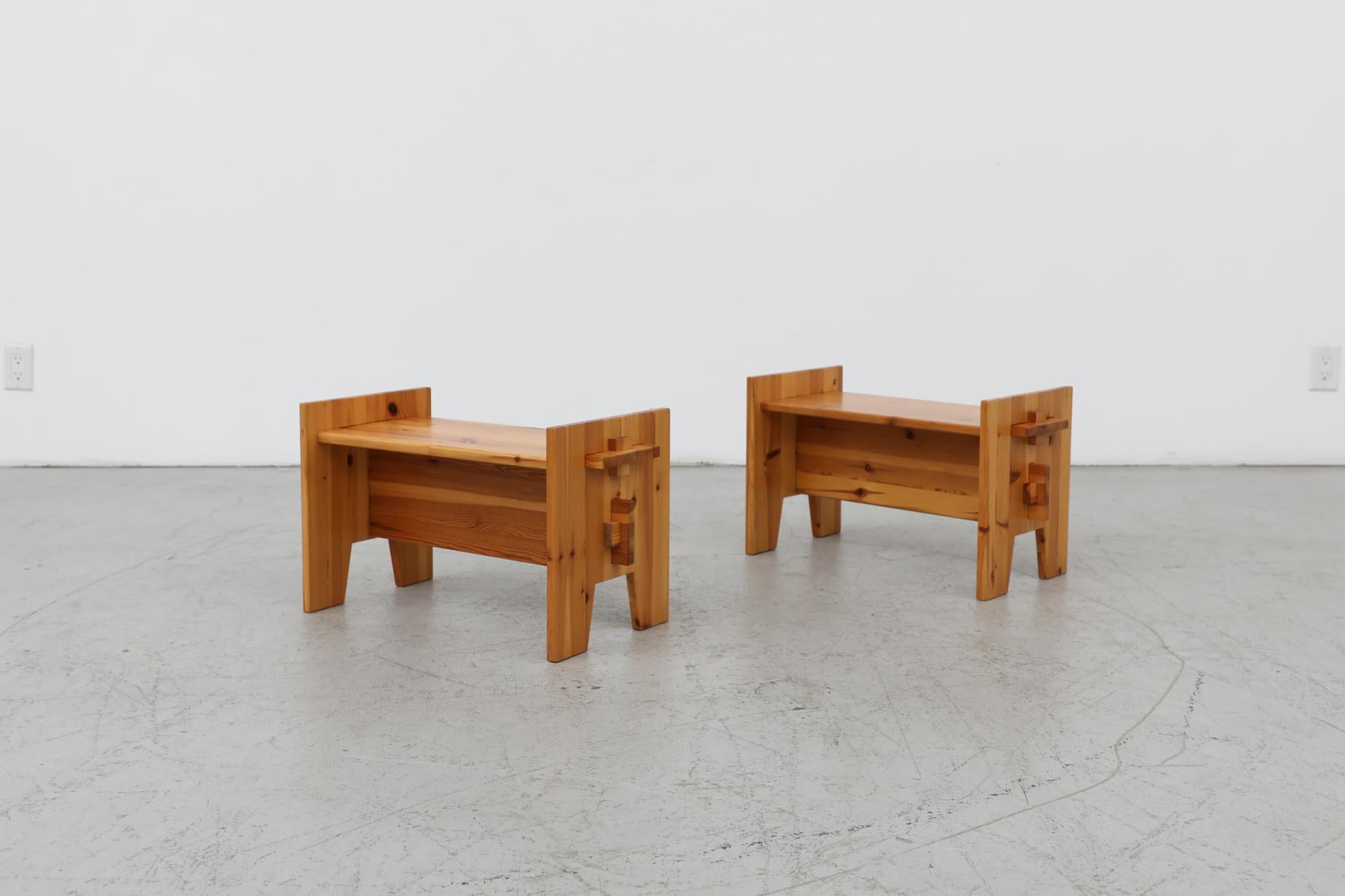 Mid-Century Modern Set of 2 Mid-Century Gilbert Marklund Inspired Lightly Refinished Benches For Sale