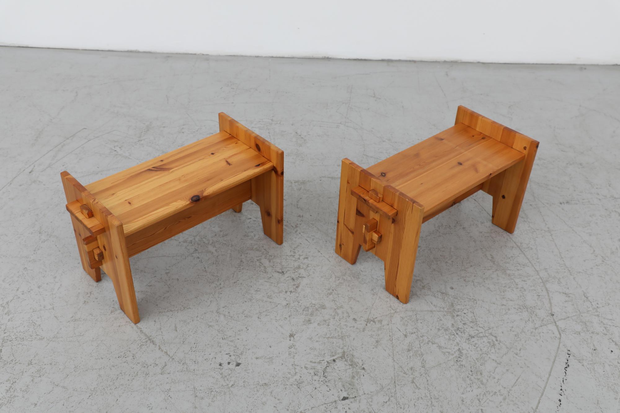 Mid-20th Century Set of 2 Mid-Century Gilbert Marklund Inspired Lightly Refinished Benches For Sale