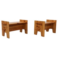 Set of 2 Mid-Century Gilbert Marklund Inspired Lightly Refinished Benches