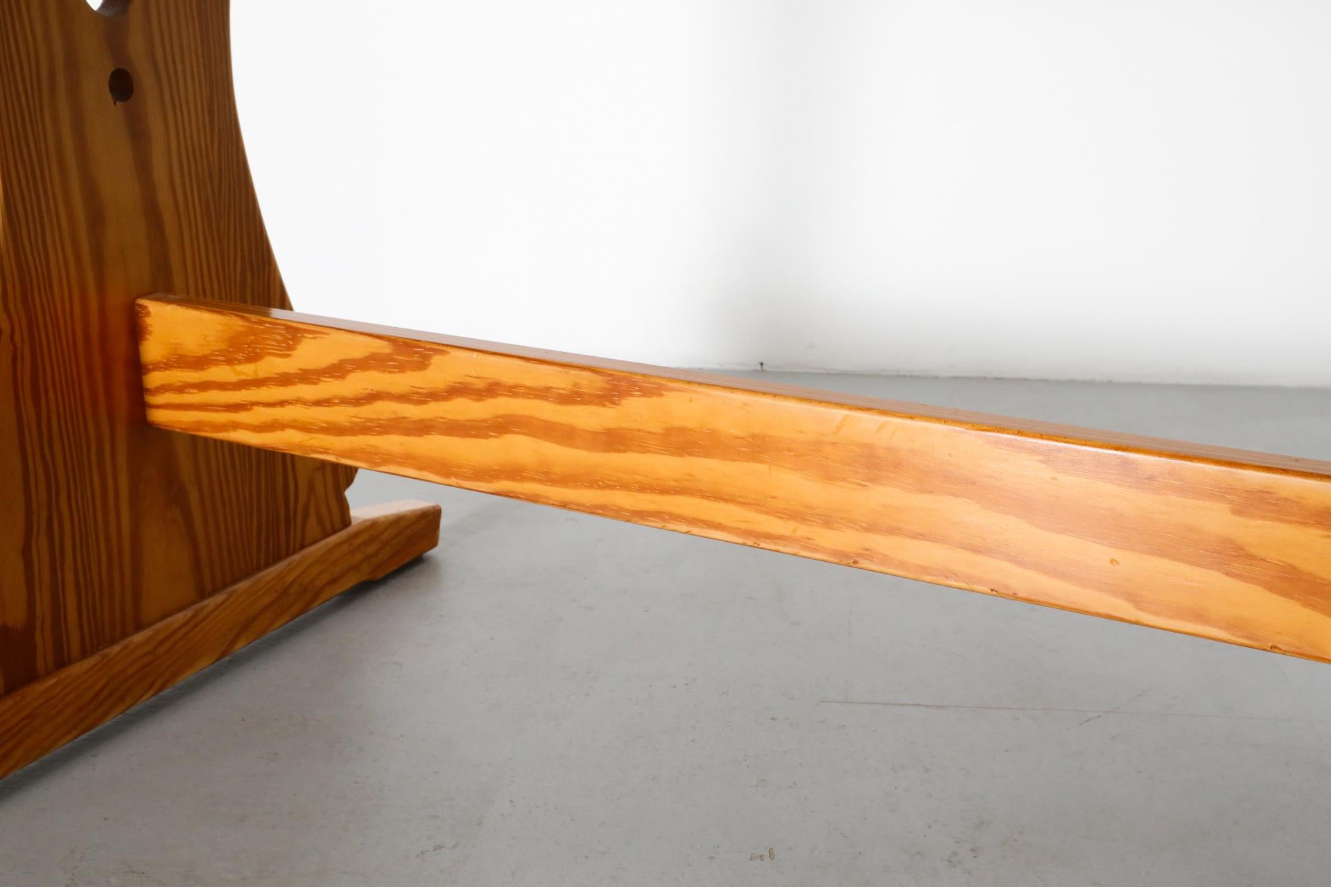 Mid-Century Gilbert Marklund Inspired Pine Table with Ornate Trestle Base For Sale 11