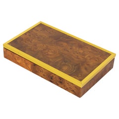 Mid Century Gilded Aluminum and Walnut Burl Wood Box