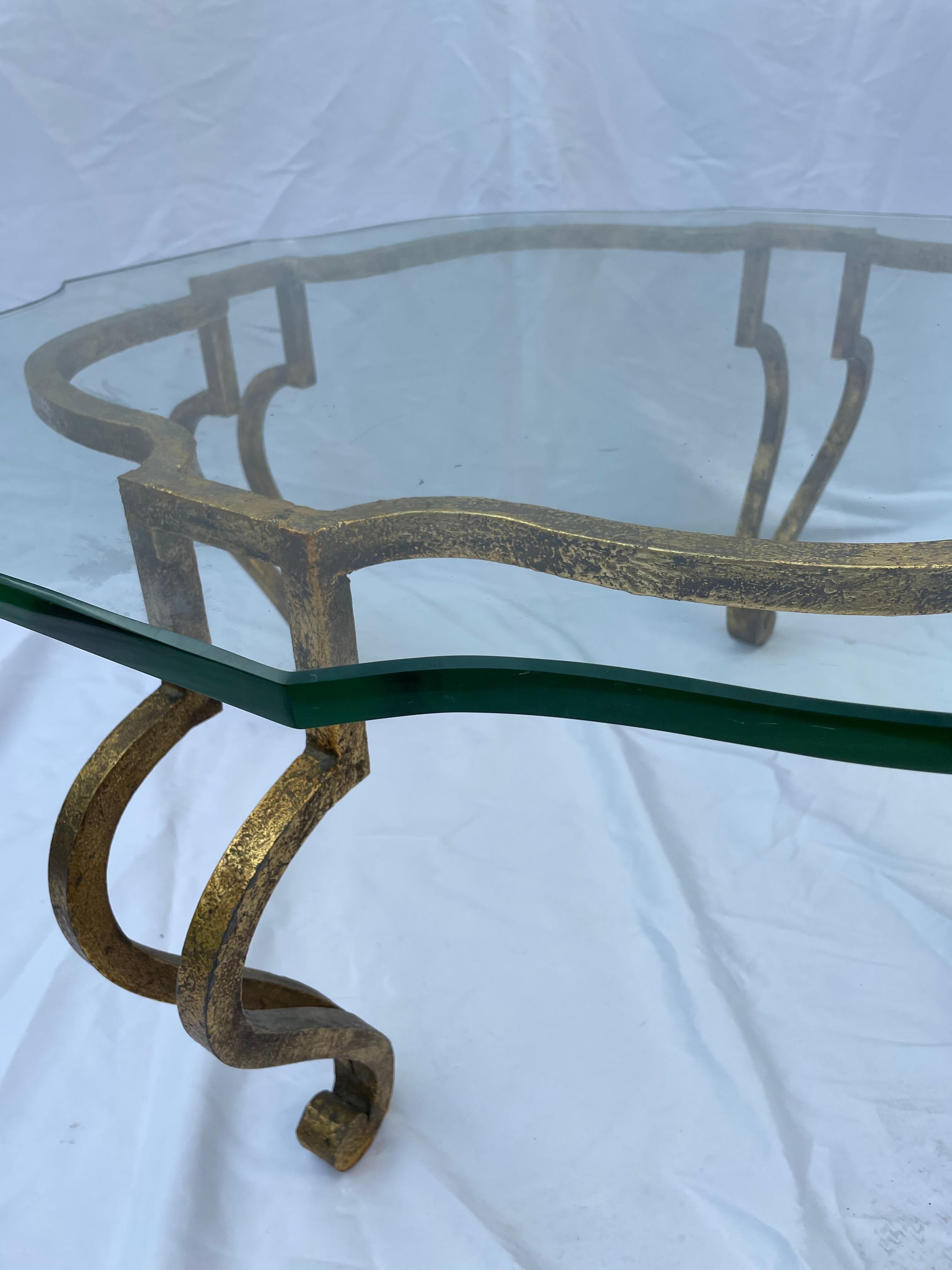 20th Century French Deco Gilded Iron Coffee Table For Sale