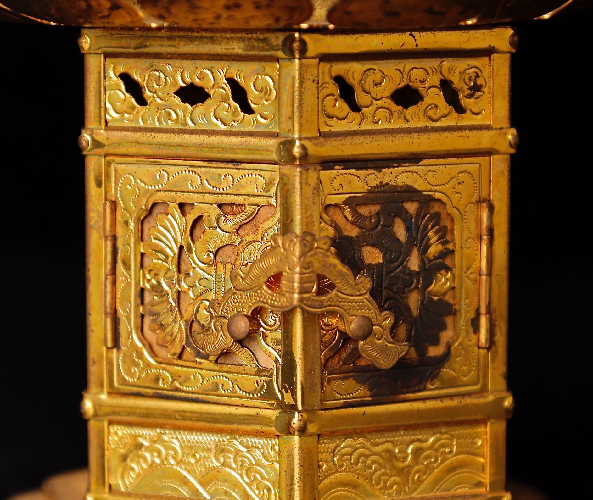 Mid-Century Gilded Buddhist Altar Lanterns 7