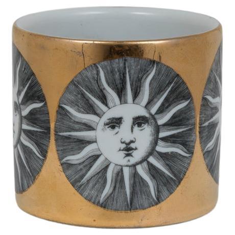 Mid-Century Gilded Glazed "I Soli" Ceramic Pencil Holder by Piero Fornasetti  For Sale