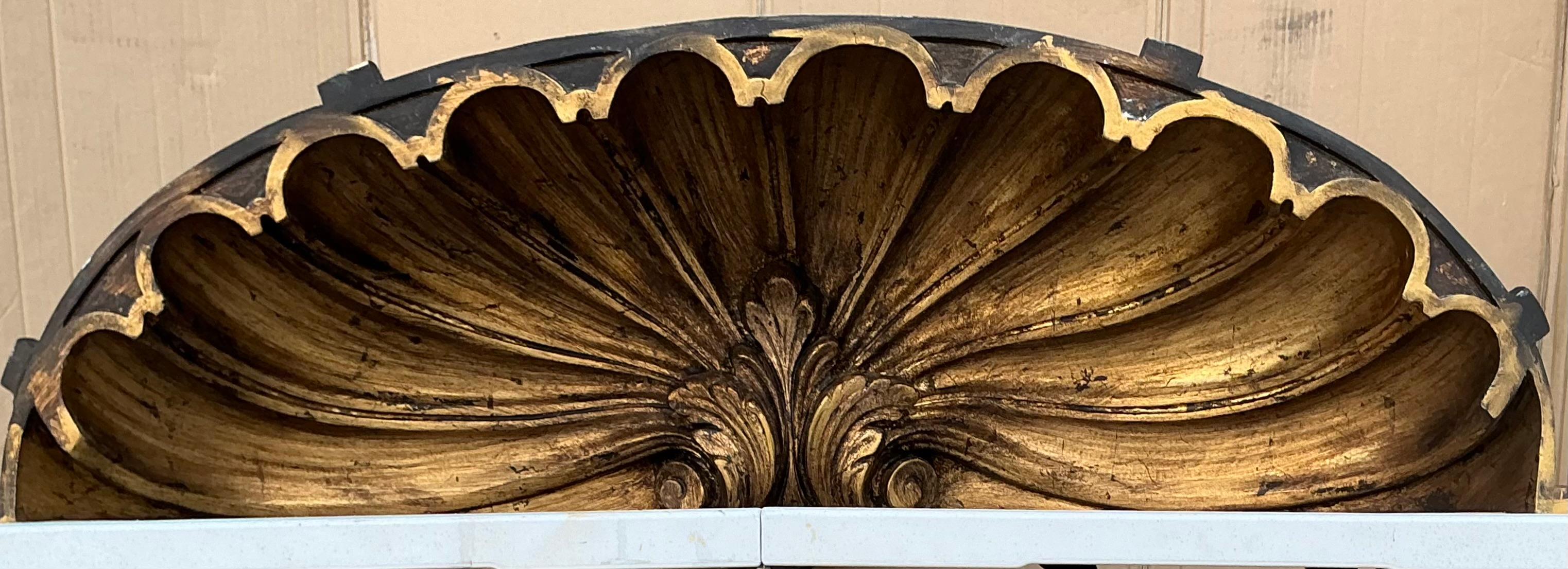This is a pair of regency style gilded shell form architectural elements. They have a great look! These are purported to be Italian. They date to the 60s.

Shipping is running two to five weeks. Contact me before purchasing if your destination