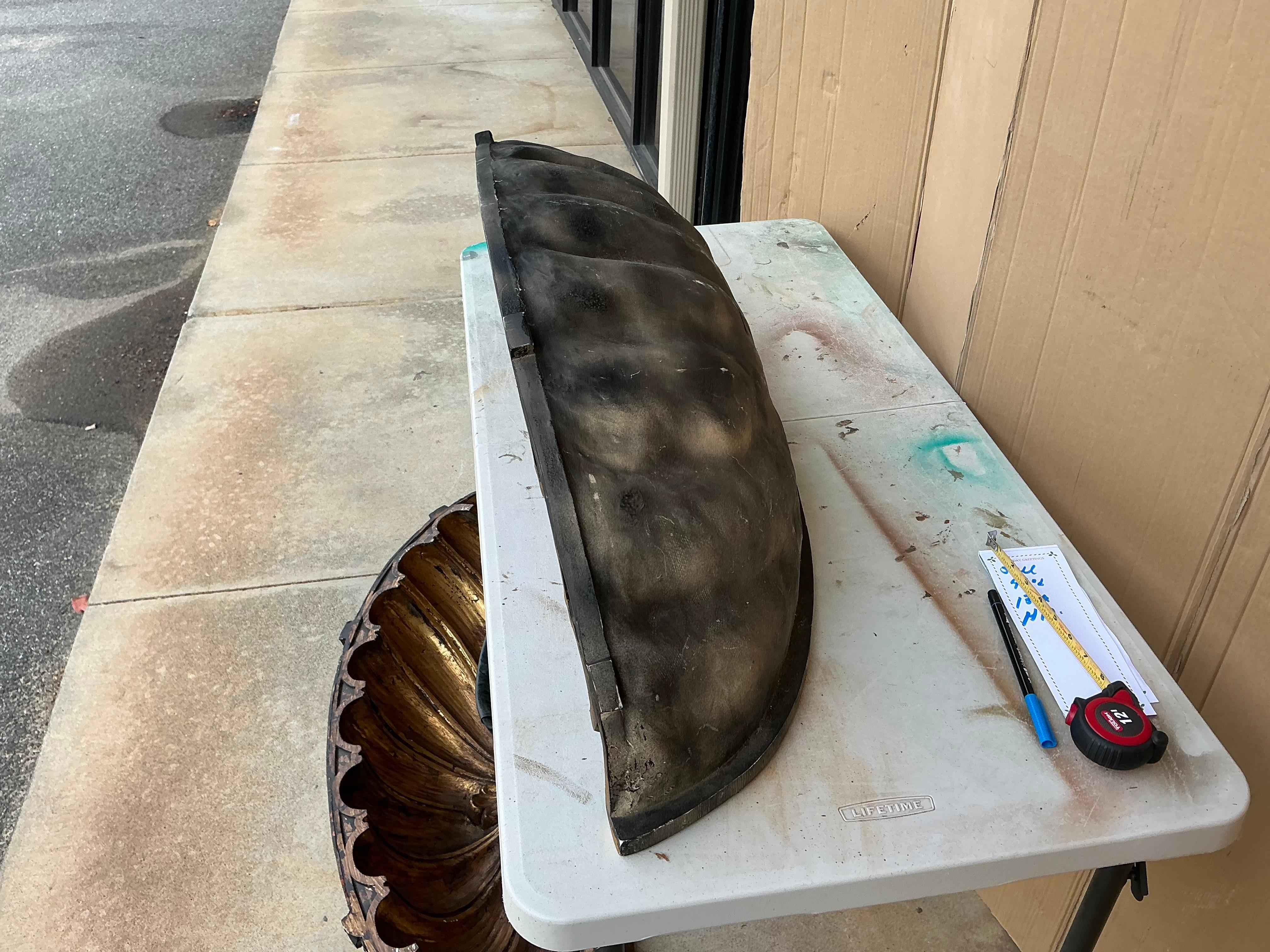 Italian Mid-Century Gilded Shell Form Architectural Fragments - Pair For Sale