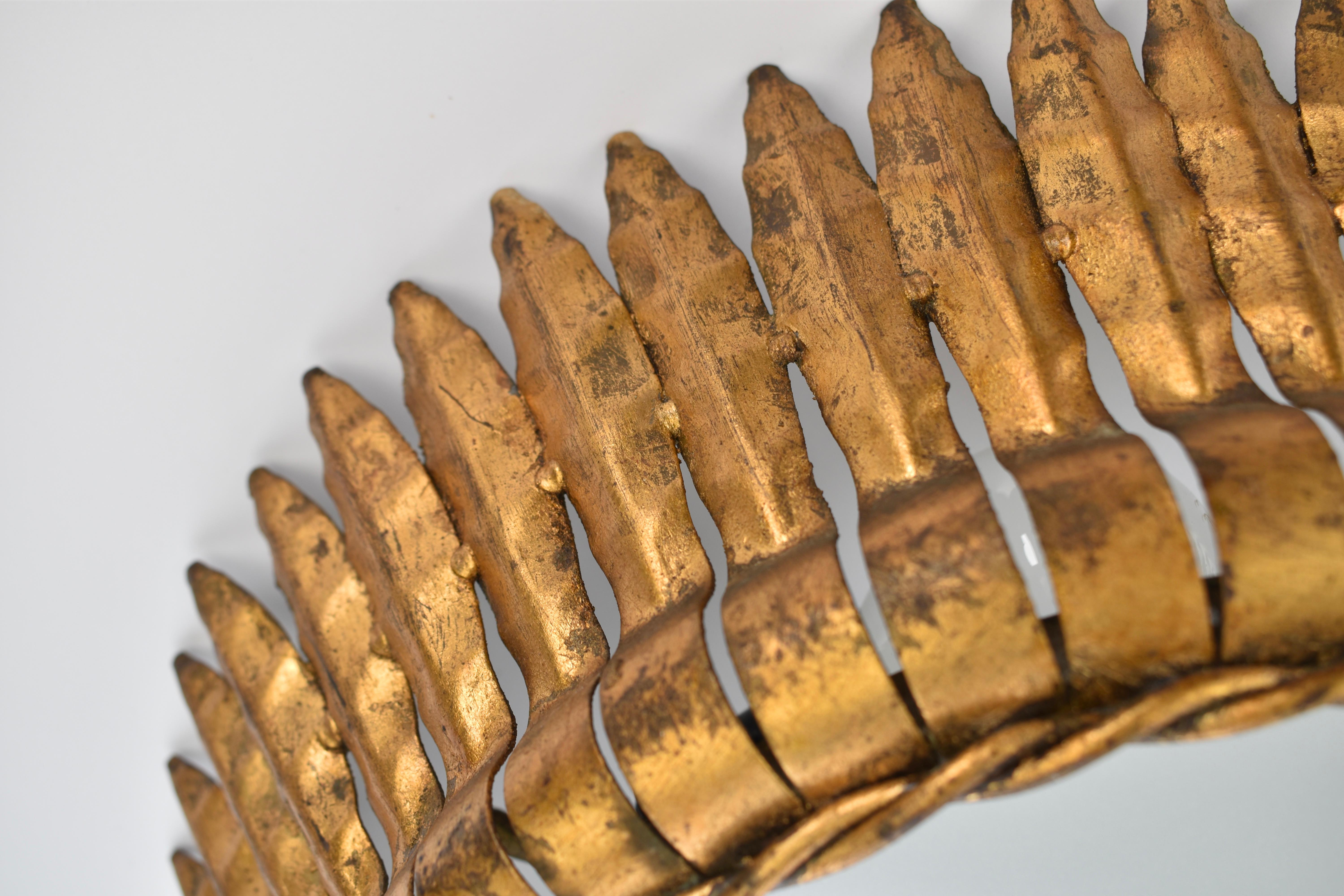 Mid-20th Century Mid Century Gilded Spanish Iron Flush Mount For Sale