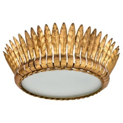 Mid Century Gilded Spanish Iron Flush Mount