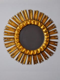 Mid century gilded wooden sun mirror, 54cm
