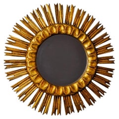 Mid century gilded wooden sun mirror, 54cm