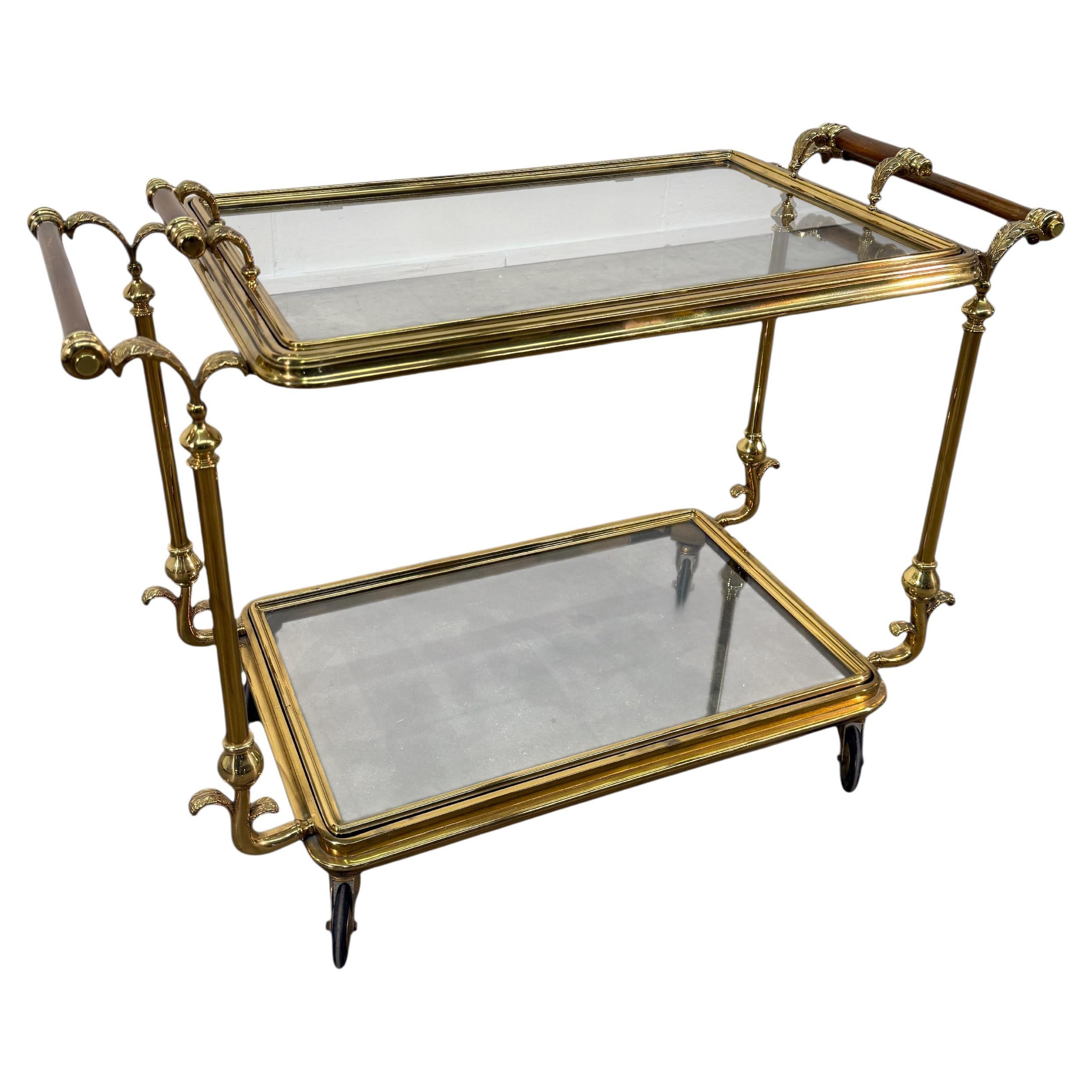 Mid-Century Gilt Brass Bar Cart, circa 1960s