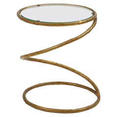 Midcentury Gilt Bronze and Glass Spiral Table