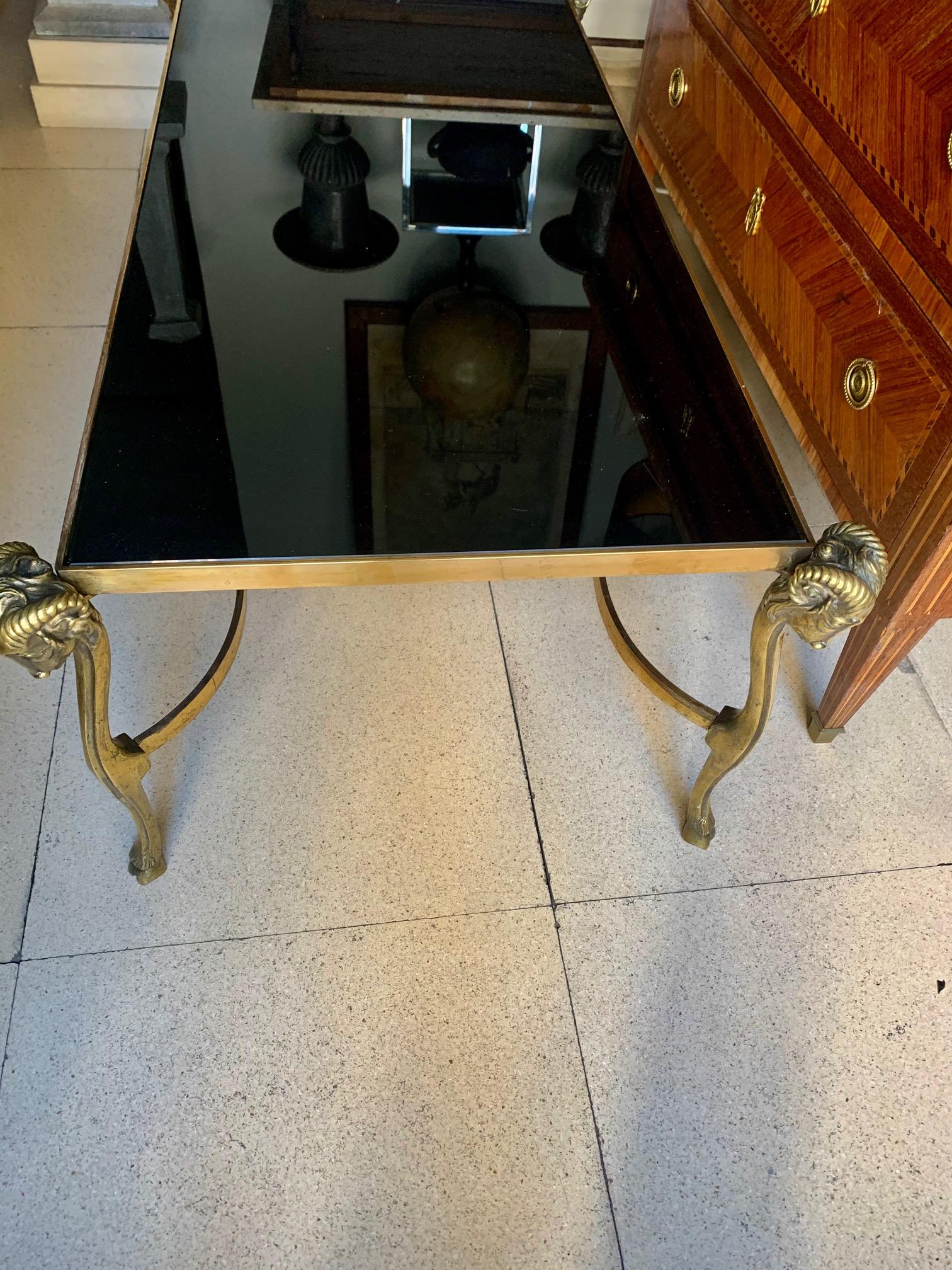 20th Century Mid Century Gilt Bronze Coffee Table Jansen Style