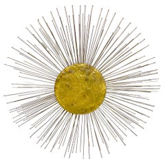  Midcentury Gilt Bronze Sunburst Wall Sculpture, Attributed to William Friedle 