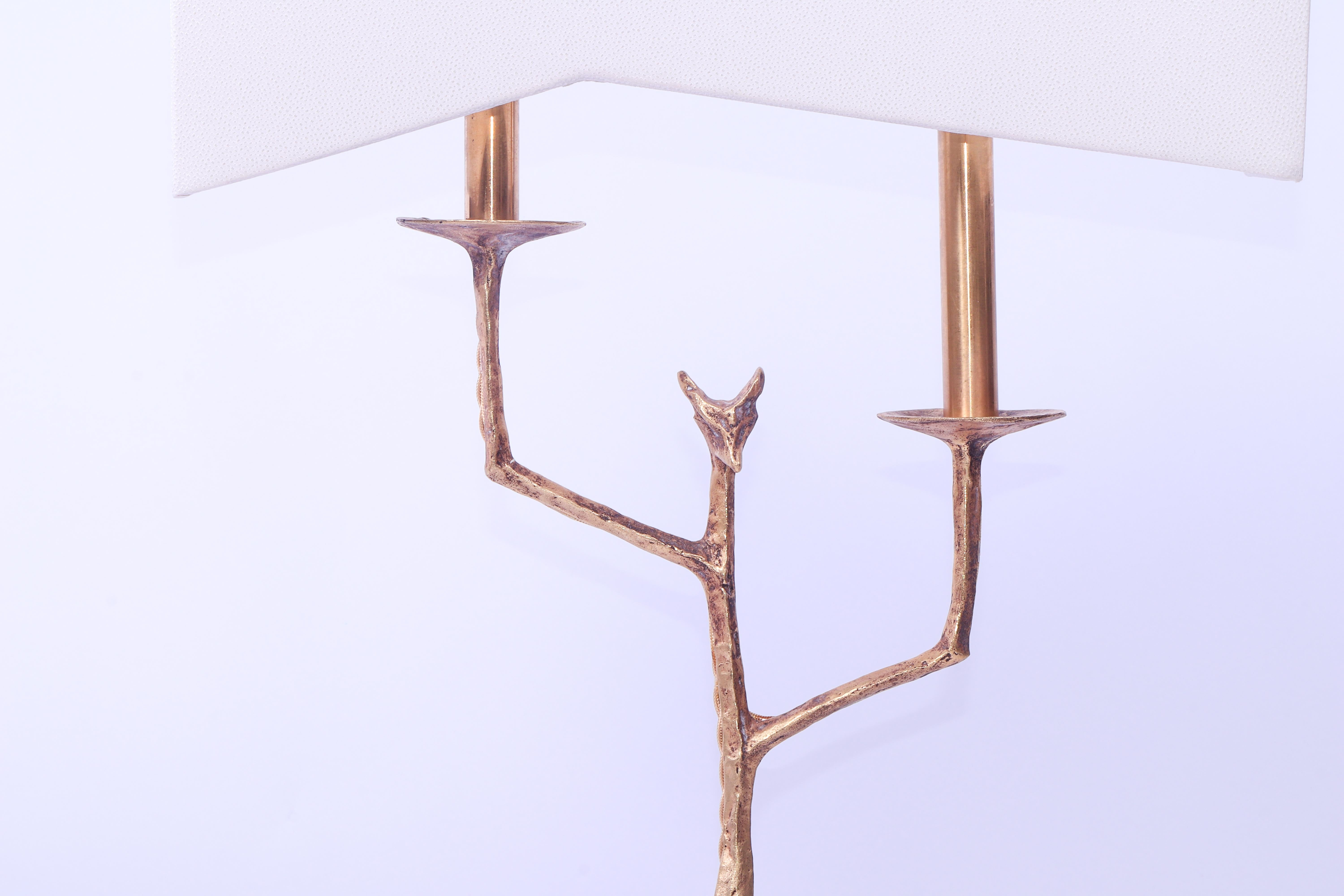French Mid Century Gilt Bronze Table Lamp 