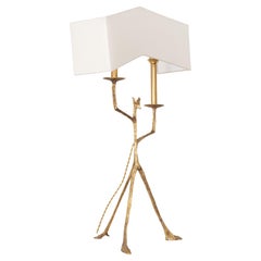 Mid Century Gilt Bronze Table Lamp "Pluton" by Félix Agostini