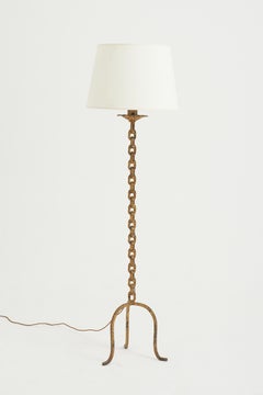 Mid-Century Gilt Chain Floor Lamp