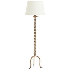 Mid-Century Gilt Chain Floor Lamp