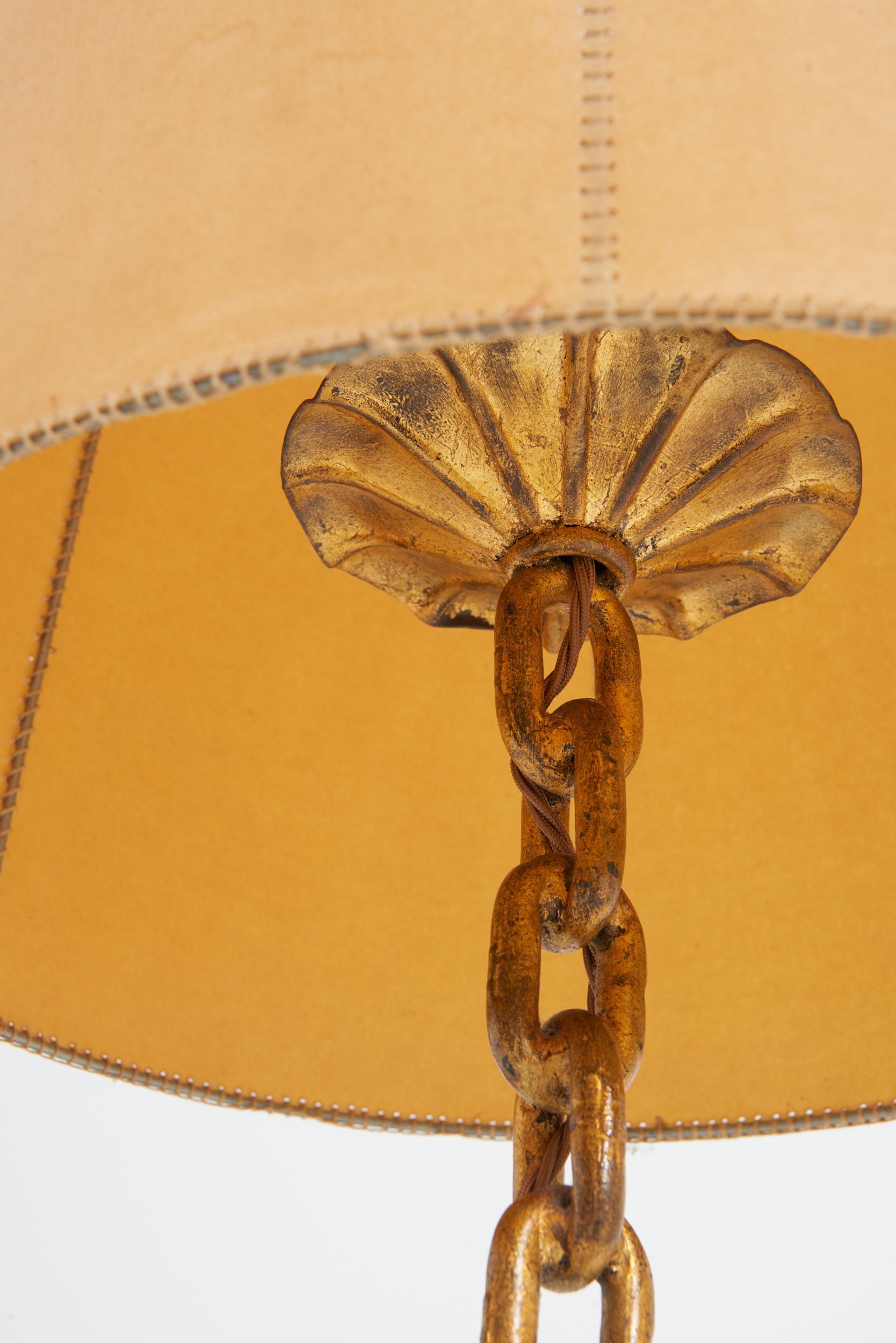 Spanish Mid-Century Gilt Chain Links Floor Lamp