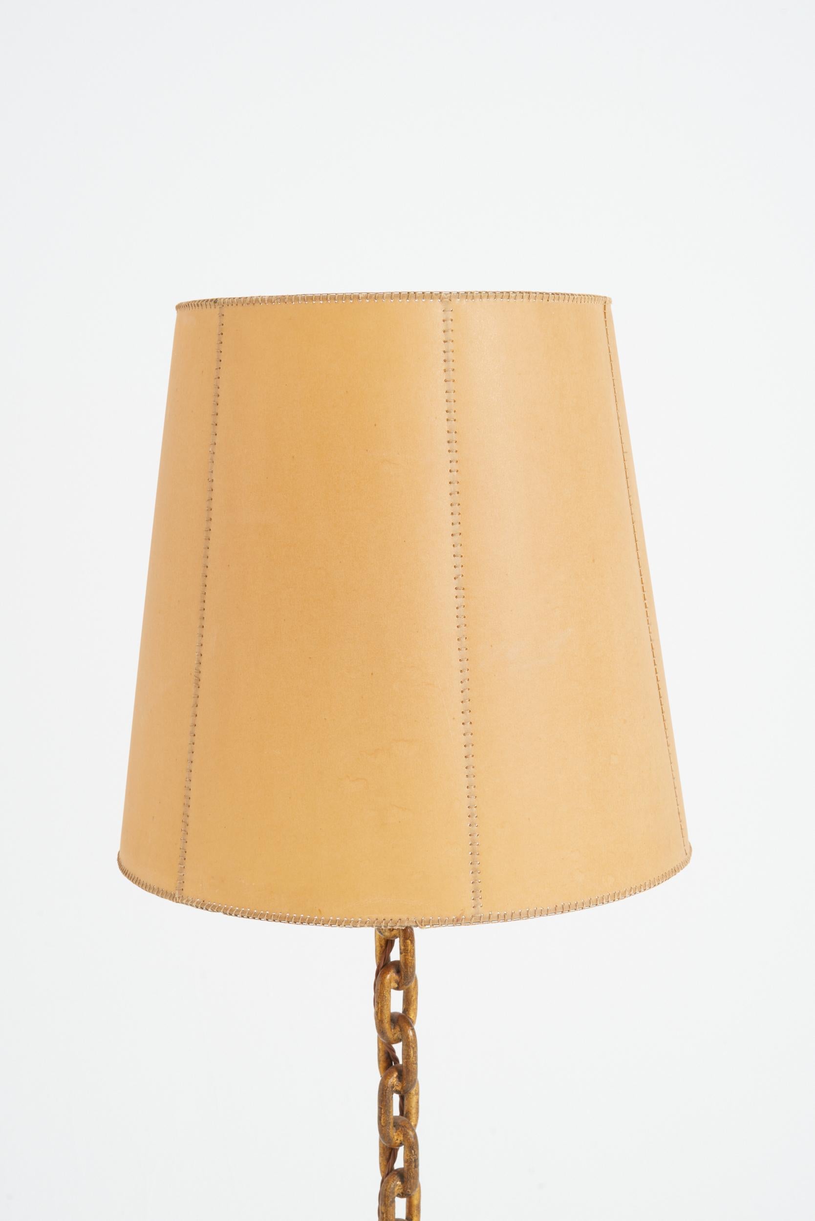 20th Century Mid-Century Gilt Chain Links Floor Lamp