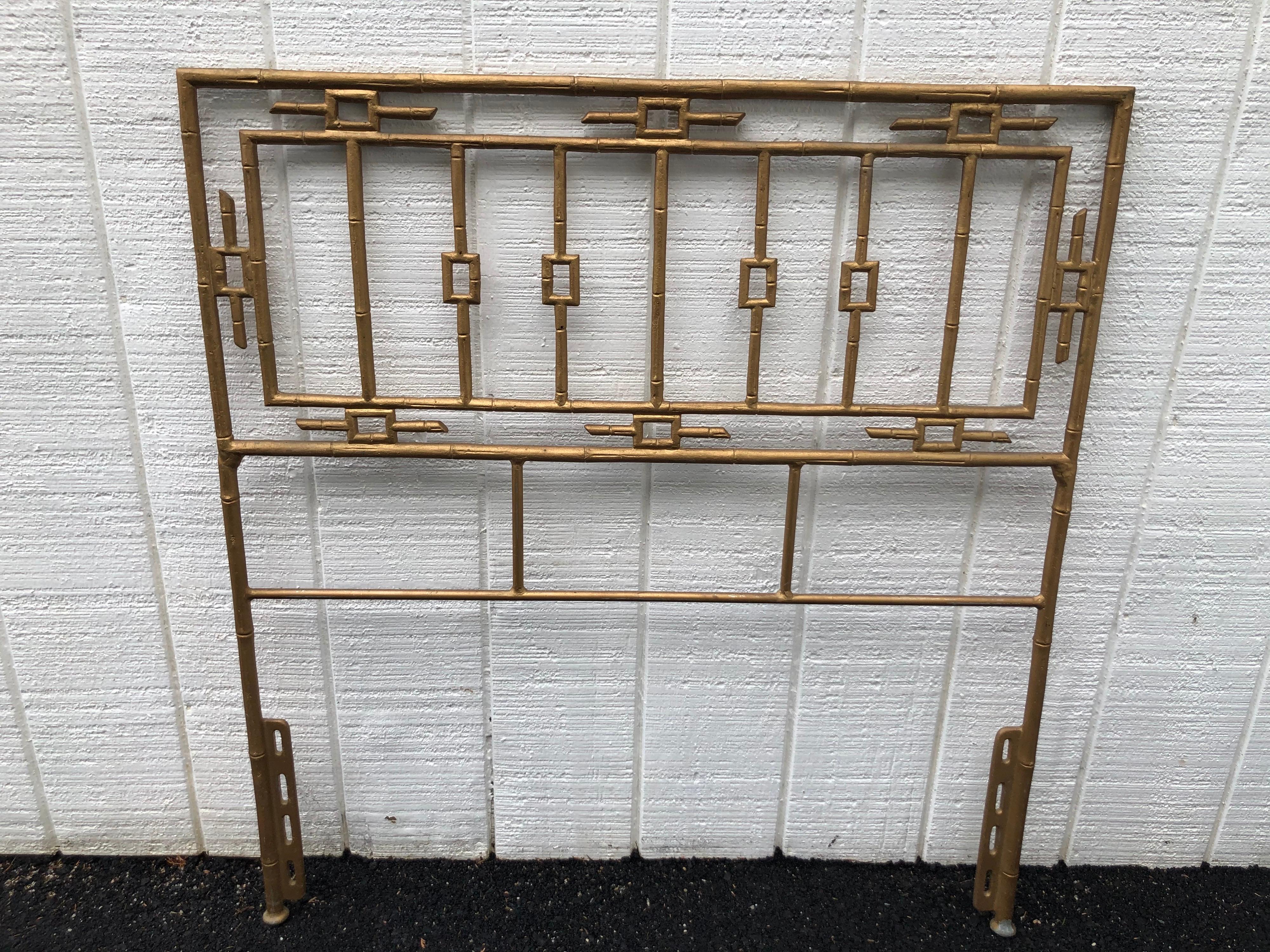 Mid Century Gilt Chinoiserie Iron Twin Headboard For Sale 5