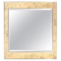 Mid-Century Gilt Eglomise Chinoiserie Narrative Border Mirror Signed J Beukema