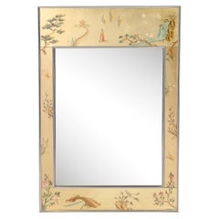 Espejo Eglomise dorado con borde de latón de mediados de siglo firmado D Wingard para Labarge Espejo Eglomise dorado con borde de latón de mediados de siglo firmado D Wingard para Labarge