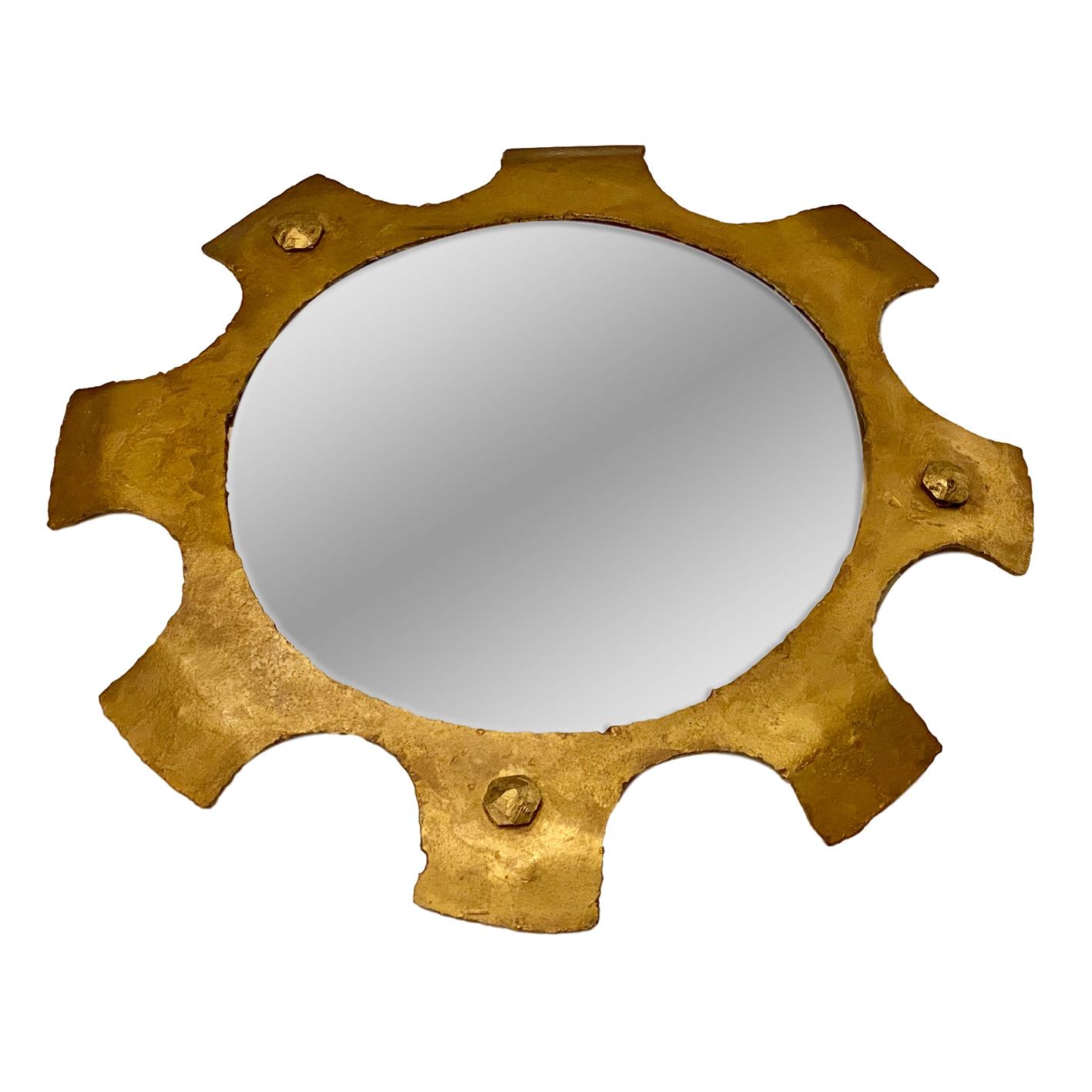 Midcentury Gilt Iron Mirror In Good Condition For Sale In New York, NY