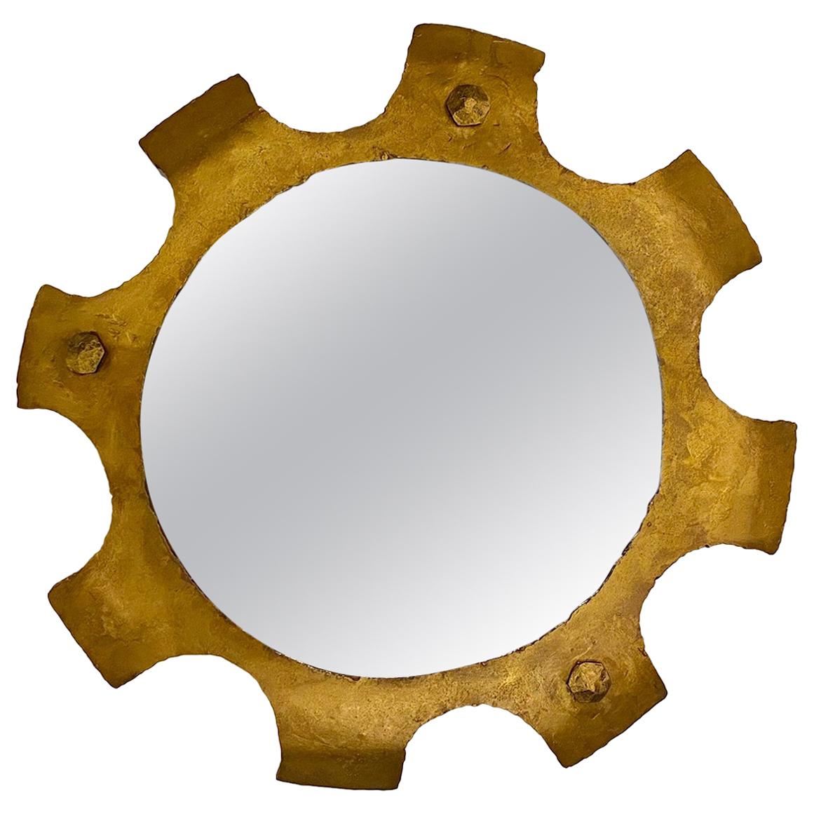 Midcentury Gilt Iron Mirror For Sale
