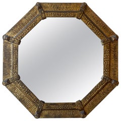Mid-Century Gilt Iron Octagonal Mirror