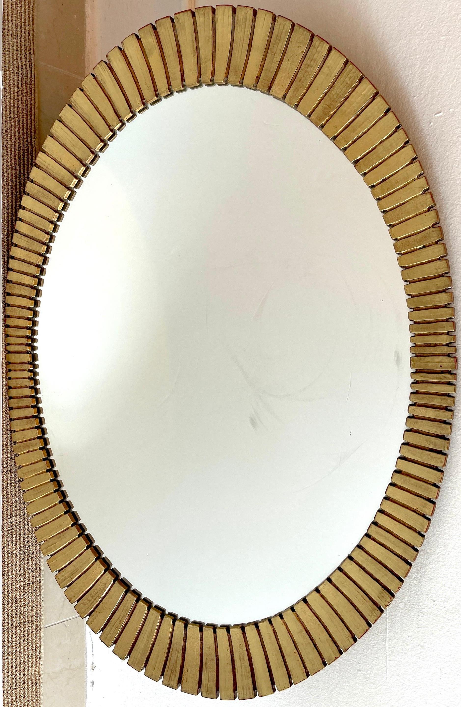 Mid-Century Modern Mid Century Gilt Lacquer 'Eyelash' Segmented Mirror 