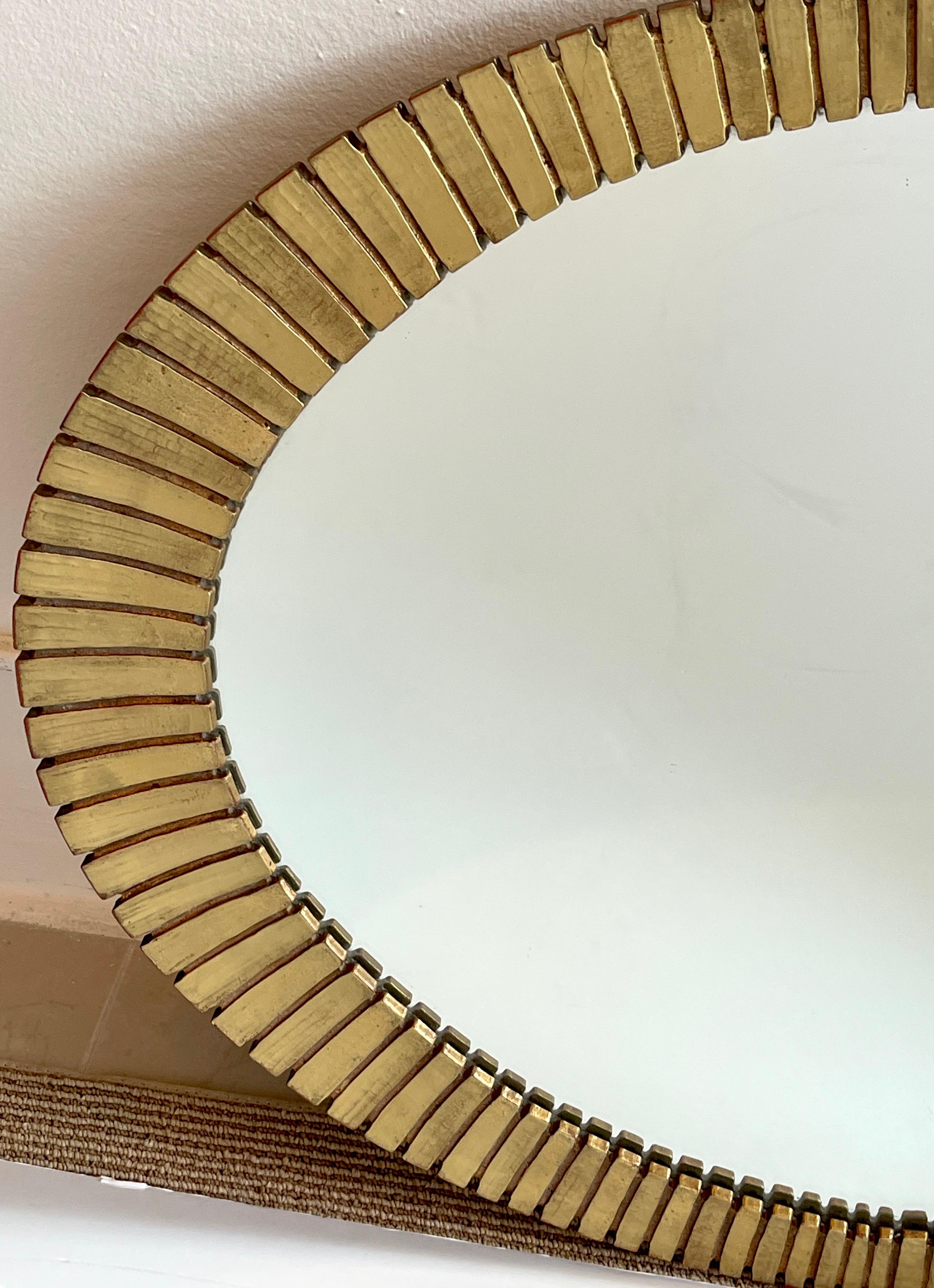 American Mid Century Gilt Lacquer 'Eyelash' Segmented Mirror 
