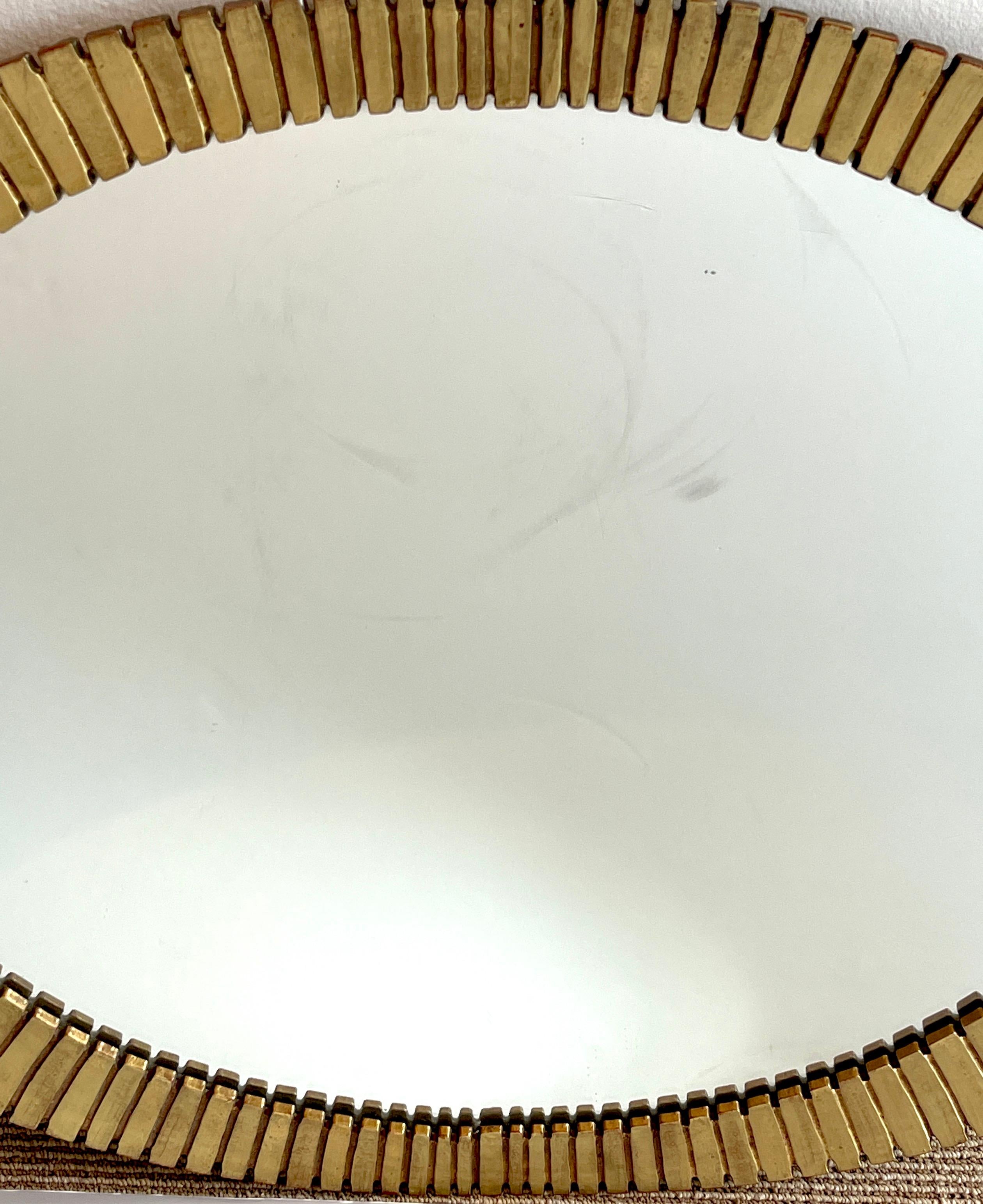 Lacquered Mid Century Gilt Lacquer 'Eyelash' Segmented Mirror 