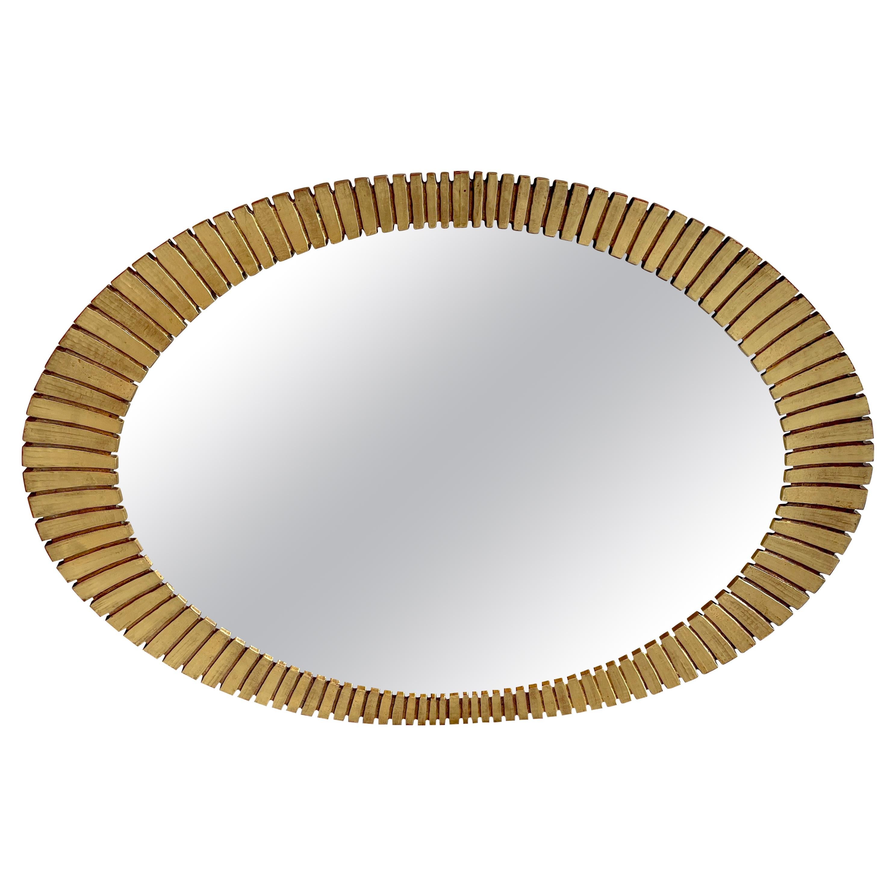 Mid Century Gilt Lacquer 'Eyelash' Segmented Mirror 