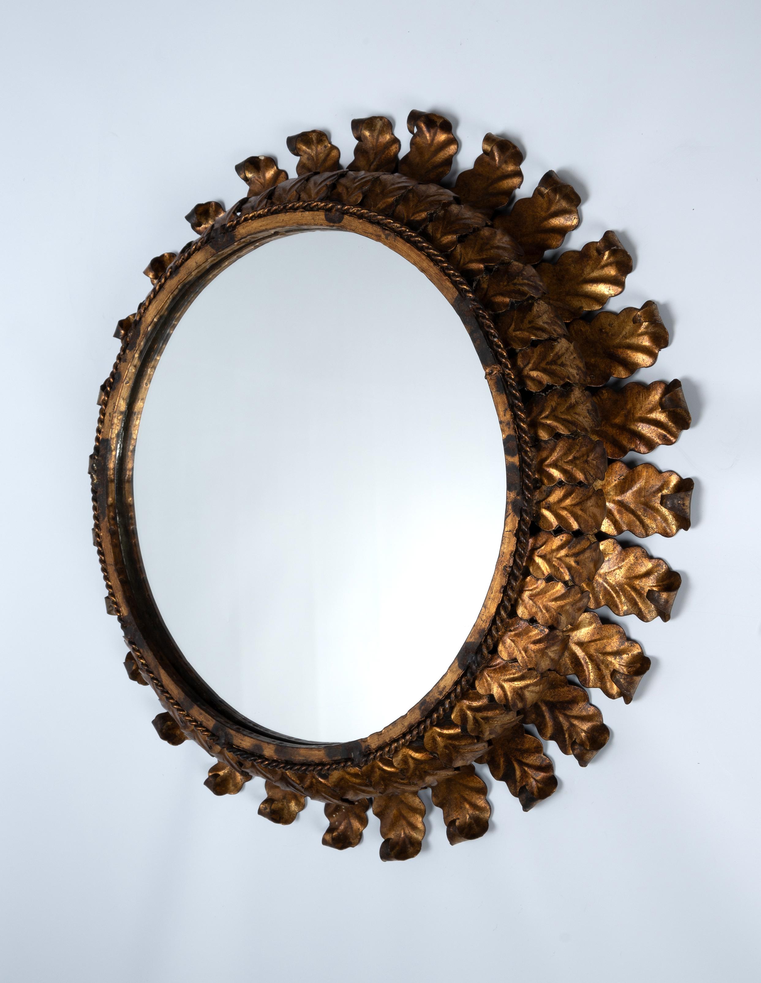 Mid-Century moderno Specchio a foglia d'oro 