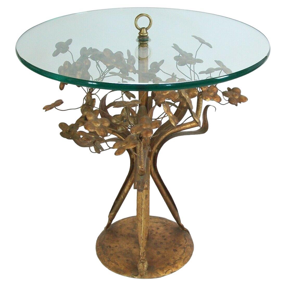 Mid Century Gilt Metal 'Flower' Occasional Table, Italy, C.1960's For Sale
