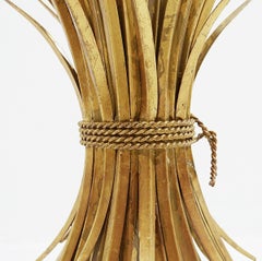 Mid-Century Gilt metal Sheaf of Wheat Gueridon Table "Coco Chanel" style - 1970s