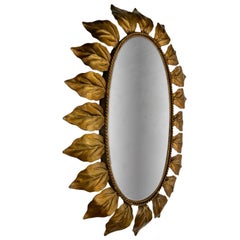 Midcentury Gilt Metal Sunburst Mirror