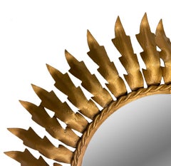 Midcentury Gilt Metal Sunburst Mirror