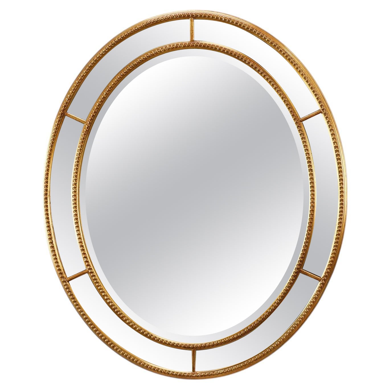 Mid-century gilt oval Mirror by Deknudt, Belgium 1980s For Sale