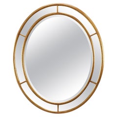 Mid-century gilt oval Mirror by Deknudt, Belgium 1980s