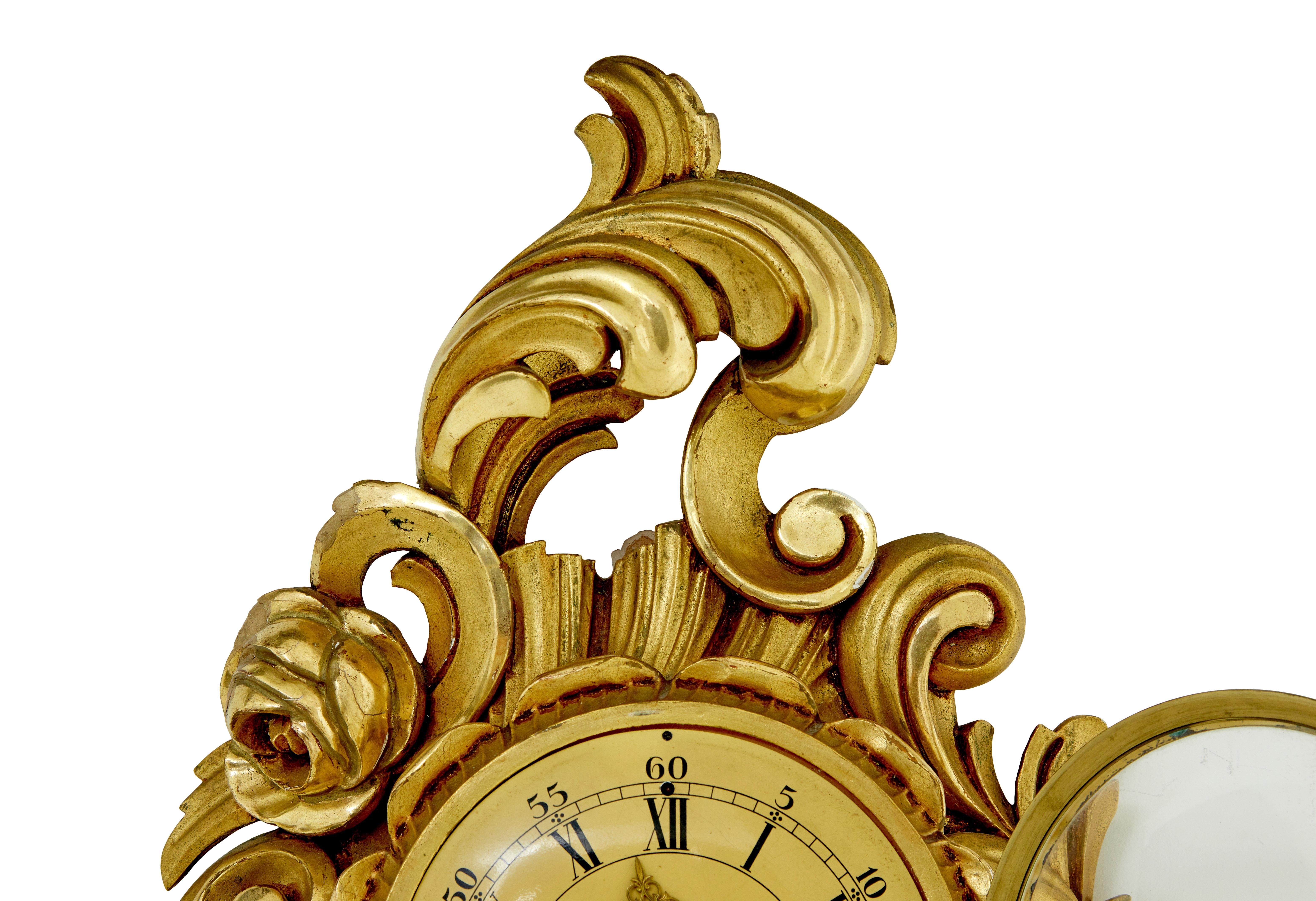Rococo Mid century gilt rococo revival wall clock For Sale