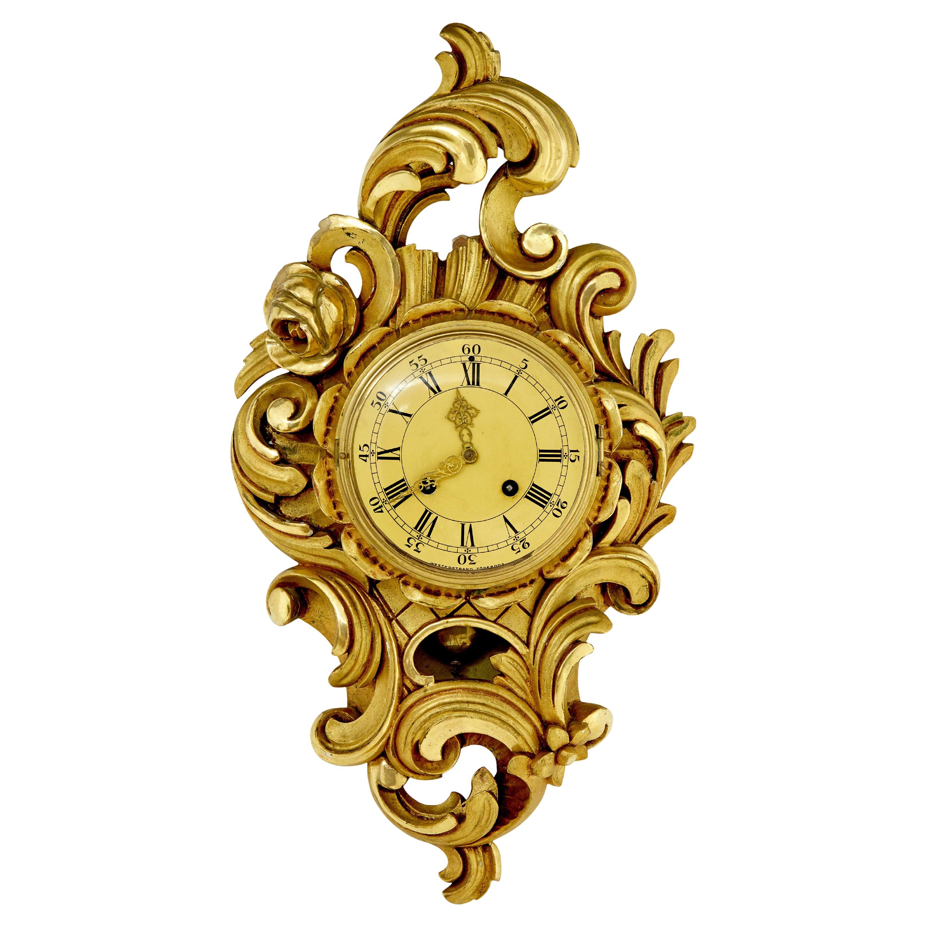 Mid century gilt rococo revival wall clock
